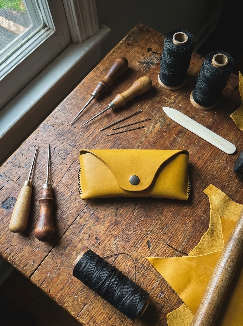 funda de gafas de cuero de alta calidad